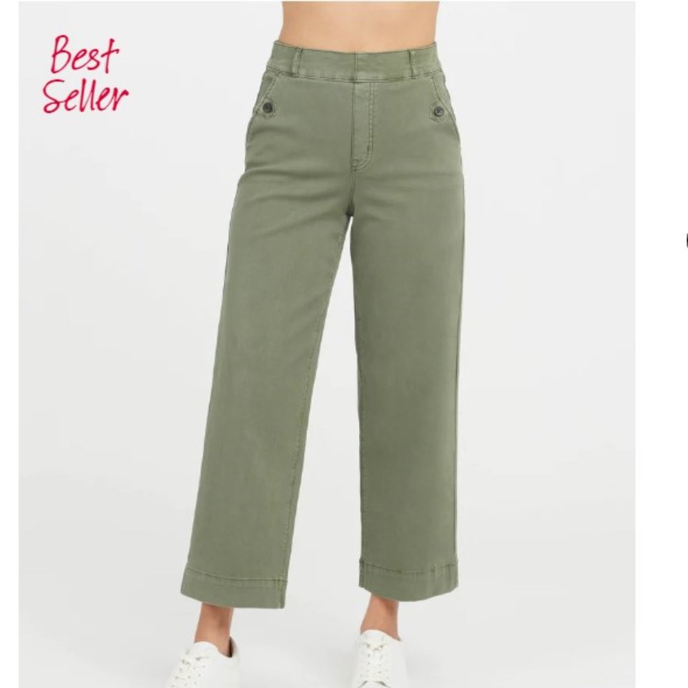 SPANX Olive Green Wide-Leg Trousers